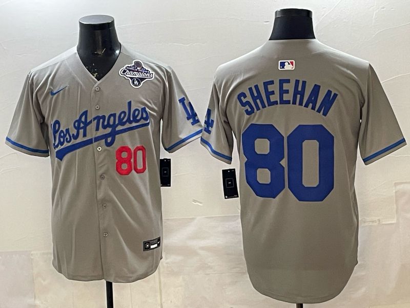 Men 2025 Los Angeles Dodgers #80 Sheehan Grey Game Nike MLB Jersey style 007->los angeles dodgers->MLB Jersey